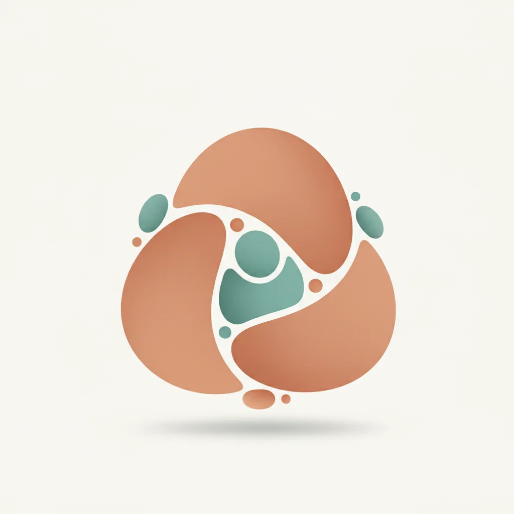 Minimalist abstract illustration of interconnected supportive shapes symbolizing clinical partnership
